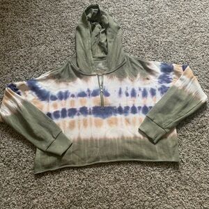 Aerie Cropped Olive and Tie-Dye Hoodie